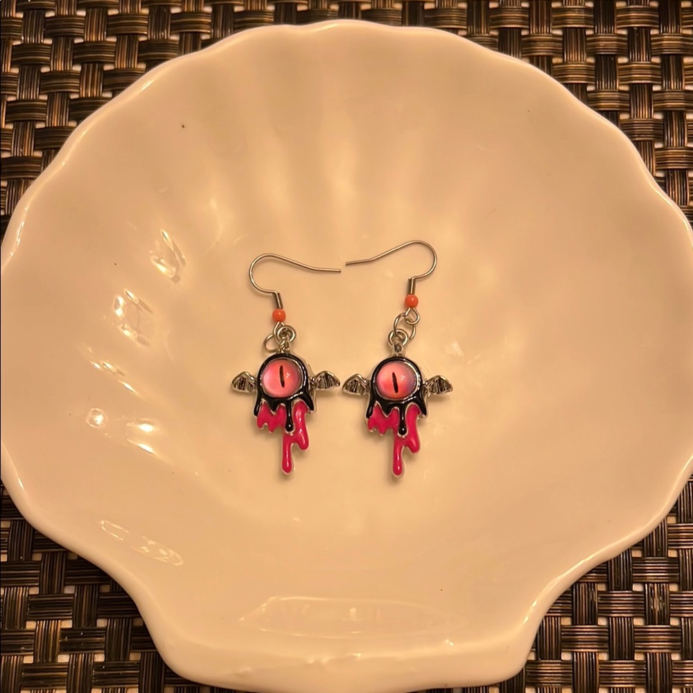 Pink Dripping Eye Earrings
